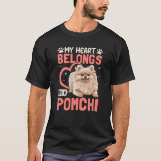 T-shirt Mon Coeur Appartient À Une Pomchi