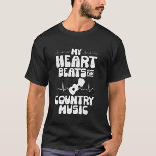 T-shirt Mon cœur bat pour la musique country western cow-b