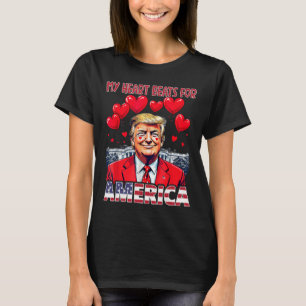 T-shirt Mon coeur bat pour l'Amérique Trump Saint-Valentin