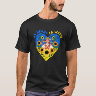 T-shirt MON COEUR EST AVEC L'UKRAINE, Tradition du drapeau