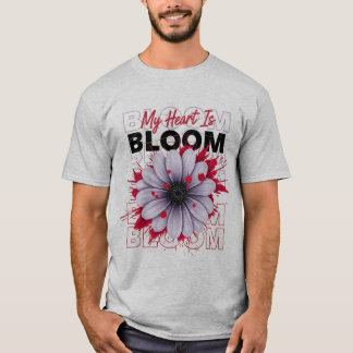 T-shirt Mon cœur est en fleurs Graphisme floral audacieux