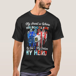 T-shirt Mon Coeur Est Là Où Ses Bottes Sont Mon Fils Mon S