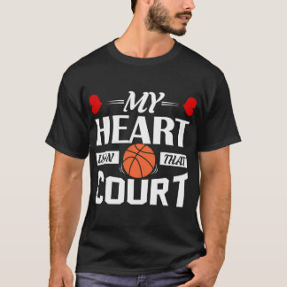 T-shirt Mon Coeur Est Sur Ce Court Basketball Maman Papa C