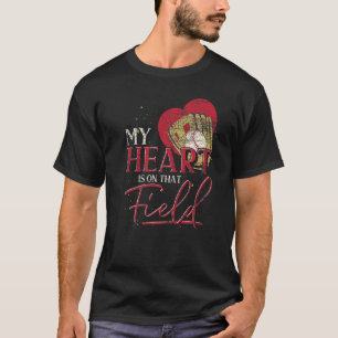 T-shirt Mon cœur est sur ce joueur de baseball receveur de