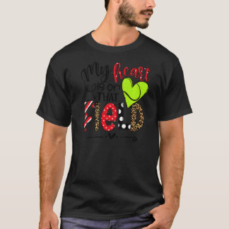 T-shirt Mon Coeur Est Sur Ce Jour De Tennis De Leopard De