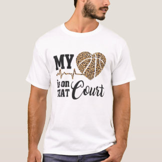 T-shirt Mon Coeur Est Sur Cette Cour Amateurs De Basket-Ba