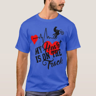 T-shirt Mon Coeur Est Sur La Piste Motocross Maman