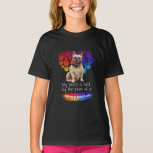 T-shirt Mon Coeur Est Tenu Par Les Poches D'Un Bulldog Fra