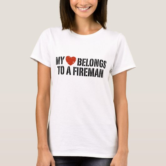 T-shirt Mon coeur pompier (Devant)
