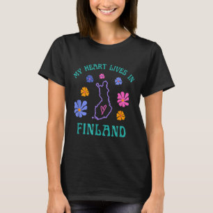 T-shirt Mon Coeur Vit En Finlande Retro Voyage Super Et