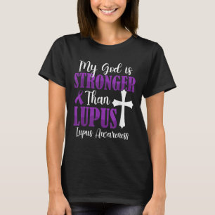 T-shirt Mon Dieu Est Plus Fort Que Lupus Violet Ribbon Lup