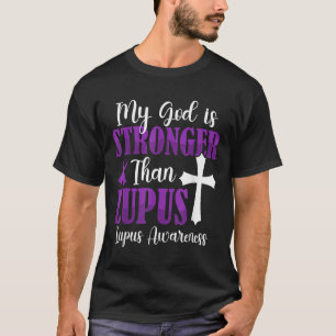 T-shirt Mon Dieu Est Plus Fort Que Lupus Violet Ribbon Lup