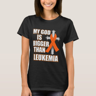T-shirt Mon Dieu Est Plus Grand Que La Leucémie Orange Rib