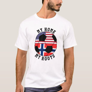 T-shirt Mon Domicile Mes Racines Norvège Drapeau Football