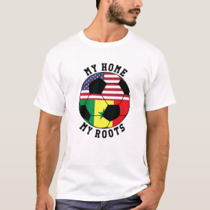 T-shirt Mon Domicile Mes Racines Sénégal Drapeau Football