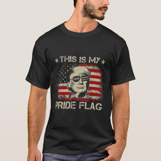 T-shirt Mon Drapeau De Fierté Trump 2024 Drapeau Américain (Devant)
