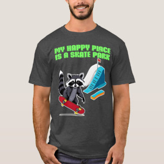 T-shirt Mon endroit heureux est un parc de skate drôle