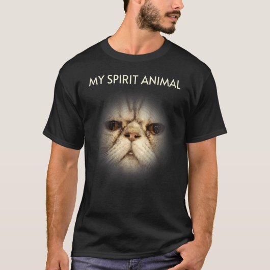 T-shirt Mon Esprit Animal Grumpy Regard Chat Visage Tee (Devant)