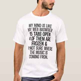T-shirt mon esprit est comme mon navigateur web 15 onglets