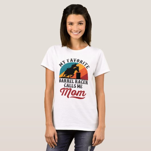 T-shirt Mon Favori Barrel Racer M'Appelle Maman Retro (Devant entier)