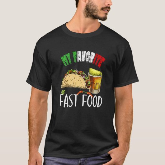 T-shirt Mon Favori Restauration Rapide Taco Tequila Cinco (Devant)