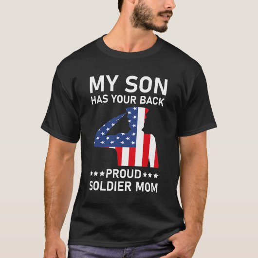 T-shirt Mon fils a ton dos Fier Armée Maman - USA American (Devant)