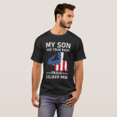 T-shirt Mon fils a ton dos Fier Armée Maman - USA American (Devant entier)