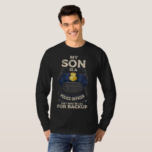 T-shirt Mon Fils Est Un Policier Fière Police Maman Papa C (Devant entier)