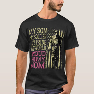 T-shirt Mon fils Mon héros soldat Fière armée maman armée