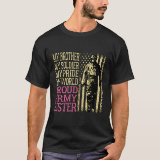 T-shirt Mon frère Mon héros de soldat Fier Soeur de l'armé