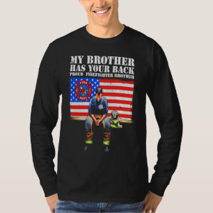 T-shirt Mon frère vous soutient fier frère pompier