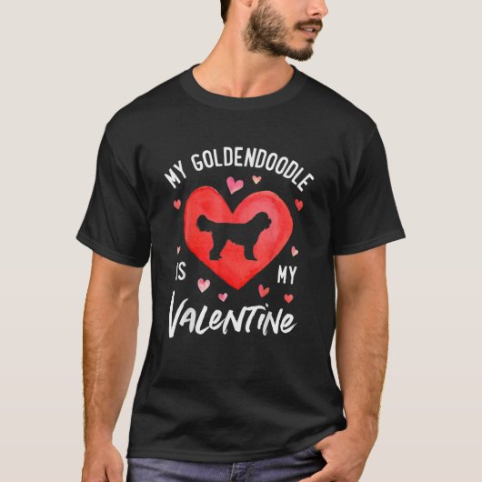 T-shirt Mon Goldendoodle Est Mon Chien De Saint Valentin (Devant)