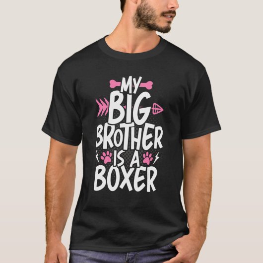 T-shirt Mon Grand Frère Est Un Chien De Boxe, Un Frère Pou (Devant)