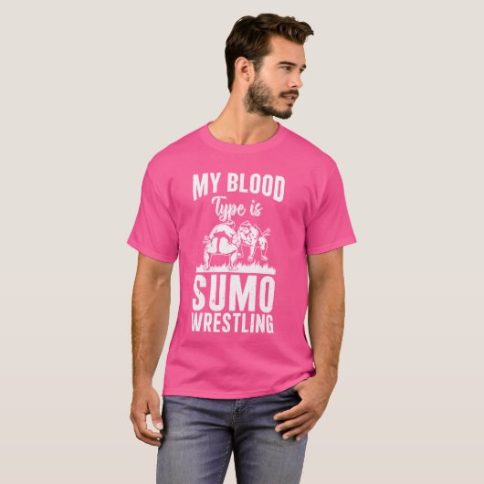 T-shirt Mon groupe sanguin est la lutte au sumo - Funny Su (Devant entier)