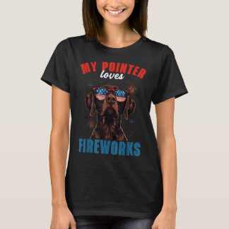 T-shirt Mon Gsp Aime Les Feux 4 juillet Chien Patriotique