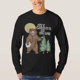 T-shirt Mon Herbe Est Bleu Banjo Ours Hippie Grizzly2