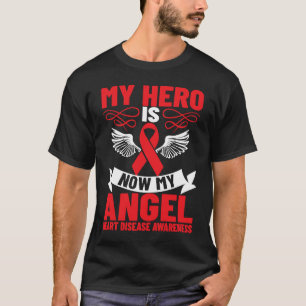 T-shirt Mon héros est maintenant Mon ange Coeur Maladie Se