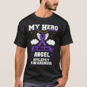 T-shirt Mon Héros Est Maintenant Mon Ange Epilepsie Ribbon (Devant)