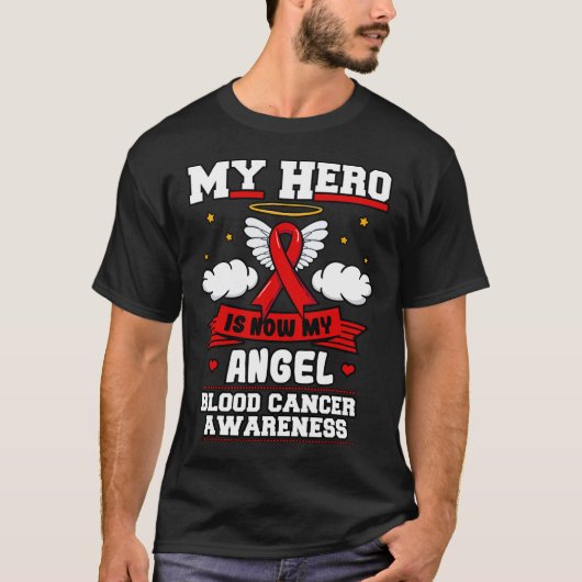 T-shirt Mon Héros Est Maintenant Mon Ange Sang Cancer Nuag (Devant)