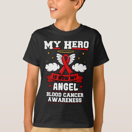 T-shirt Mon Héros Est Maintenant Mon Ange Sang Cancer Nuag (Devant)