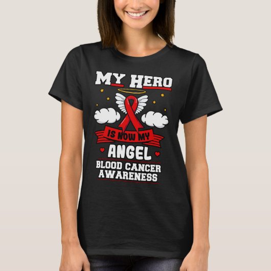 T-shirt Mon Héros Est Maintenant Mon Ange Sang Cancer Nuag (Devant)