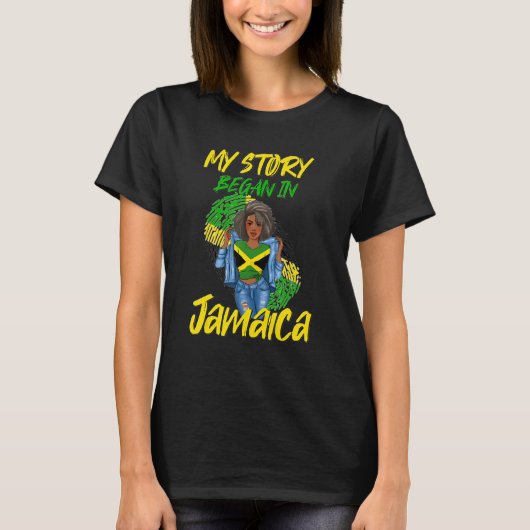 T-shirt Mon Histoire A Commencé En Jamaïque Reine-Africain (Devant)