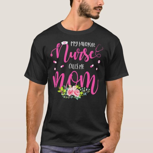 T-shirt Mon Infirmière Préférée M'Appelle Maman Fleurs Mig (Devant)