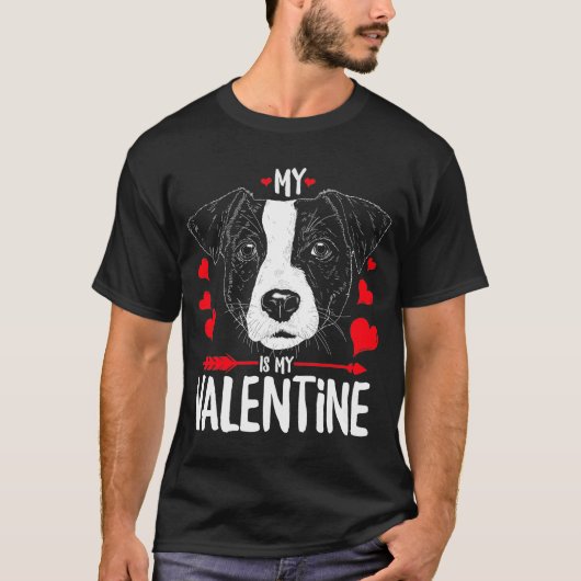 T-shirt Mon Jack Russell Terrier est mon coeur valentin do (Devant)