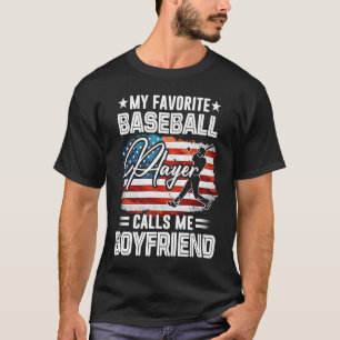 T-shirt Mon Joueur De Baseball Favori M'Appelle Ame Boyfri