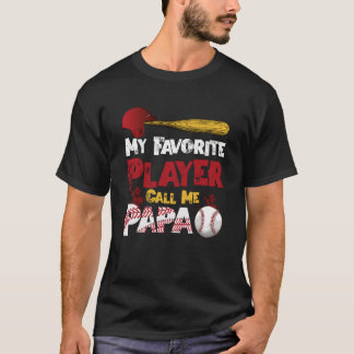 T-shirt Mon joueur de baseball favori m'appelle Papa s