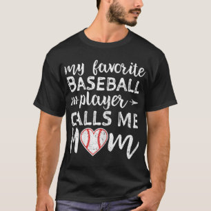 T-shirt Mon Joueur De Baseball Préféré M'Appelle Maman