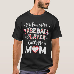 T-shirt Mon Joueur De Baseball Préféré M'Appelle Maman Bas