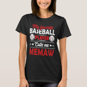 T-shirt Mon Joueur De Baseball Préféré M'Appelle MEMAW Bas