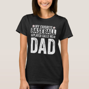 T-shirt Mon Joueur De Baseball Préféré M'Appelle Papa Père